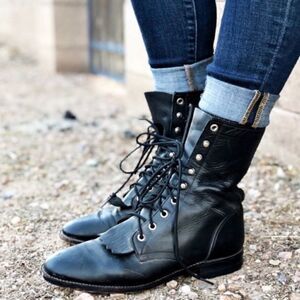 Justin Boots Black Leather Ankle Booties